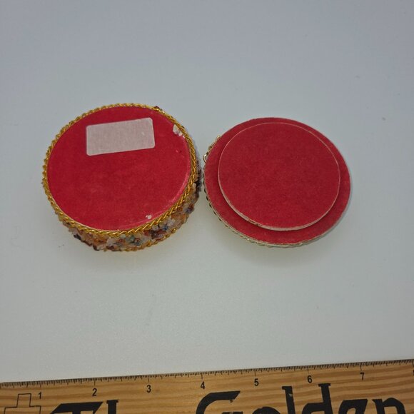 Decorative Round Beveled Trinket Box Butterfly Flowers Design From Brasil - Picture 3 of 5